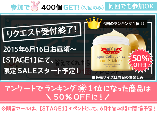 みんなで投票リクエストセール １位に選ばれたドクターシーラボ商品は50 Offに