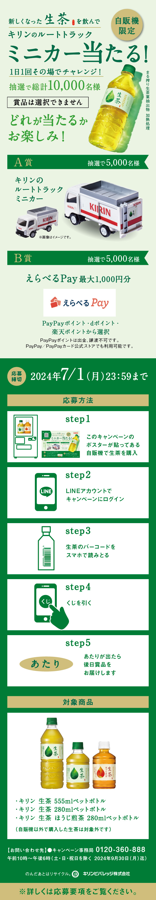 新しくなった生茶を飲んでキリンのルートトラック ミニカー当たる！キャンペーン～